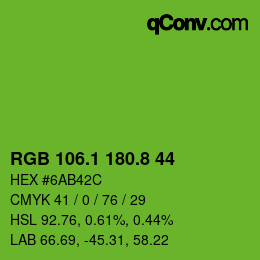 カラーコード: RGB 106.1 180.8 44 | qconv.com