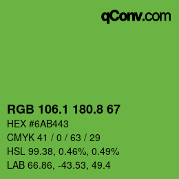 カラーコード: RGB 106.1 180.8 67 | qconv.com