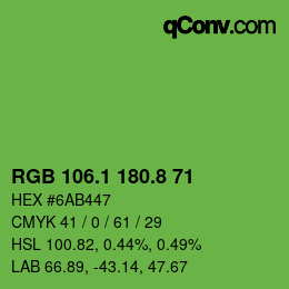 カラーコード: RGB 106.1 180.8 71 | qconv.com