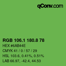 カラーコード: RGB 106.1 180.8 78 | qconv.com