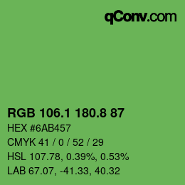 カラーコード: RGB 106.1 180.8 87 | qconv.com