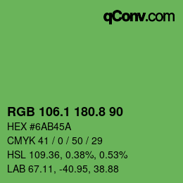 カラーコード: RGB 106.1 180.8 90 | qconv.com
