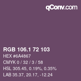 カラーコード: RGB 106.1 72 103 | qconv.com