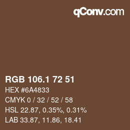 Color code: RGB 106.1 72 51 | qconv.com