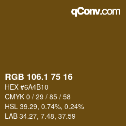 カラーコード: RGB 106.1 75 16 | qconv.com