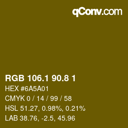 カラーコード: RGB 106.1 90.8 1 | qconv.com