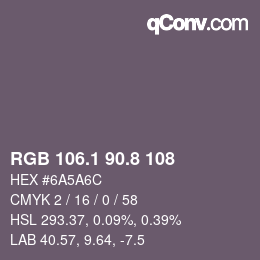 Color code: RGB 106.1 90.8 108 | qconv.com