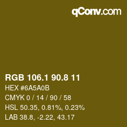 カラーコード: RGB 106.1 90.8 11 | qconv.com