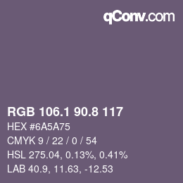 Color code: RGB 106.1 90.8 117 | qconv.com