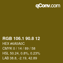 Color code: RGB 106.1 90.8 12 | qconv.com