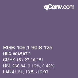 Color code: RGB 106.1 90.8 125 | qconv.com