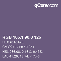 Color code: RGB 106.1 90.8 126 | qconv.com