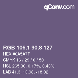 Color code: RGB 106.1 90.8 127 | qconv.com