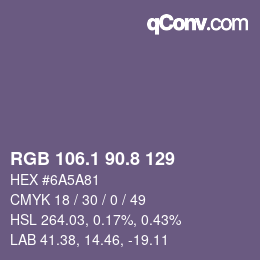 Color code: RGB 106.1 90.8 129 | qconv.com