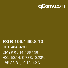 Color code: RGB 106.1 90.8 13 | qconv.com