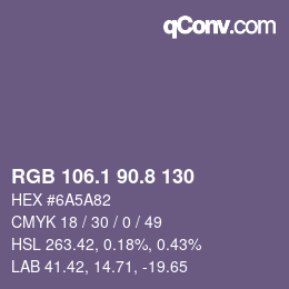Color code: RGB 106.1 90.8 130 | qconv.com