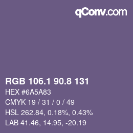 Color code: RGB 106.1 90.8 131 | qconv.com