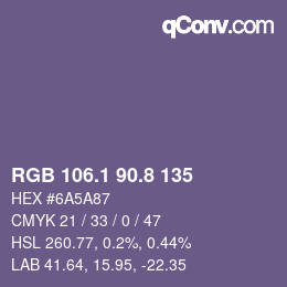 Color code: RGB 106.1 90.8 135 | qconv.com