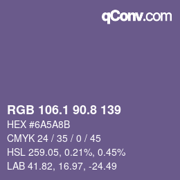 Color code: RGB 106.1 90.8 139 | qconv.com