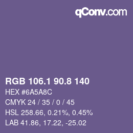 Color code: RGB 106.1 90.8 140 | qconv.com
