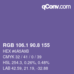 カラーコード: RGB 106.1 90.8 155 | qconv.com
