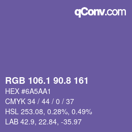 Color code: RGB 106.1 90.8 161 | qconv.com