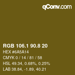 カラーコード: RGB 106.1 90.8 20 | qconv.com