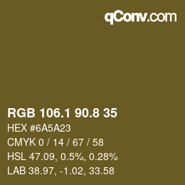 カラーコード: RGB 106.1 90.8 35 | qconv.com