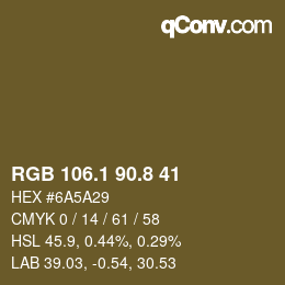 Color code: RGB 106.1 90.8 41 | qconv.com