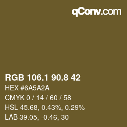 Color code: RGB 106.1 90.8 42 | qconv.com