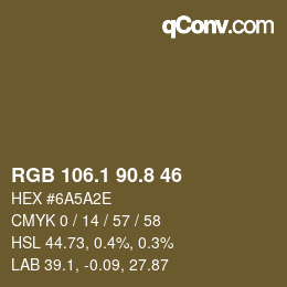 Color code: RGB 106.1 90.8 46 | qconv.com
