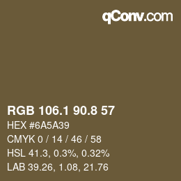 Color code: RGB 106.1 90.8 57 | qconv.com