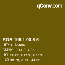 カラーコード: RGB 106.1 90.8 6 | qconv.com