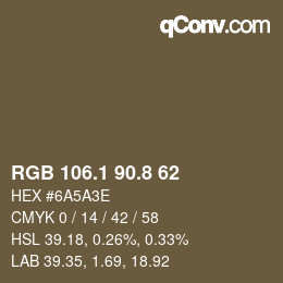 Color code: RGB 106.1 90.8 62 | qconv.com