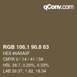 Color code: RGB 106.1 90.8 63 | qconv.com