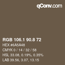 Color code: RGB 106.1 90.8 72 | qconv.com