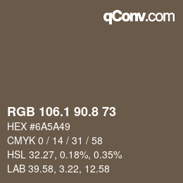 Color code: RGB 106.1 90.8 73 | qconv.com