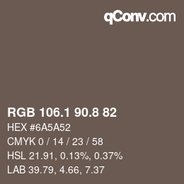 Color code: RGB 106.1 90.8 82 | qconv.com
