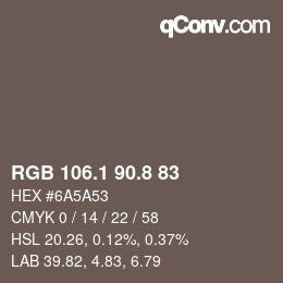 Color code: RGB 106.1 90.8 83 | qconv.com