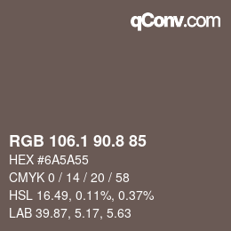 Color code: RGB 106.1 90.8 85 | qconv.com