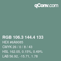 カラーコード: RGB 106.3 144.4 133 | qconv.com