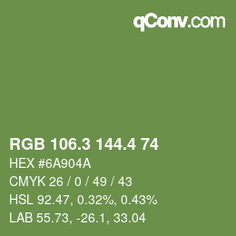 カラーコード: RGB 106.3 144.4 74 | qconv.com