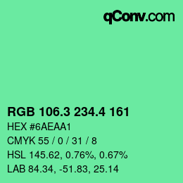 カラーコード: RGB 106.3 234.4 161 | qconv.com