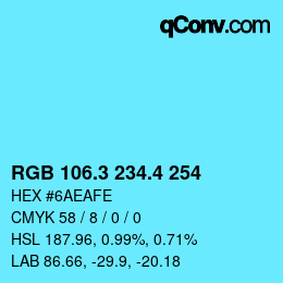 カラーコード: RGB 106.3 234.4 254 | qconv.com