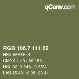 カラーコード: RGB 106.7 111 68 | qconv.com