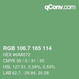 カラーコード: RGB 106.7 165 114 | qconv.com