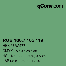 カラーコード: RGB 106.7 165 119 | qconv.com