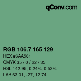 カラーコード: RGB 106.7 165 129 | qconv.com