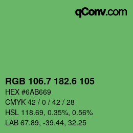カラーコード: RGB 106.7 182.6 105 | qconv.com