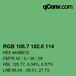 カラーコード: RGB 106.7 182.6 114 | qconv.com